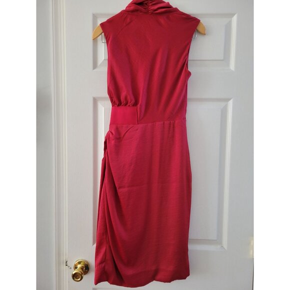 ALL SAINTS Womens Cocktail Red faux wrap dress Size 4 Holiday Christmas Event - Picture 5 of 8